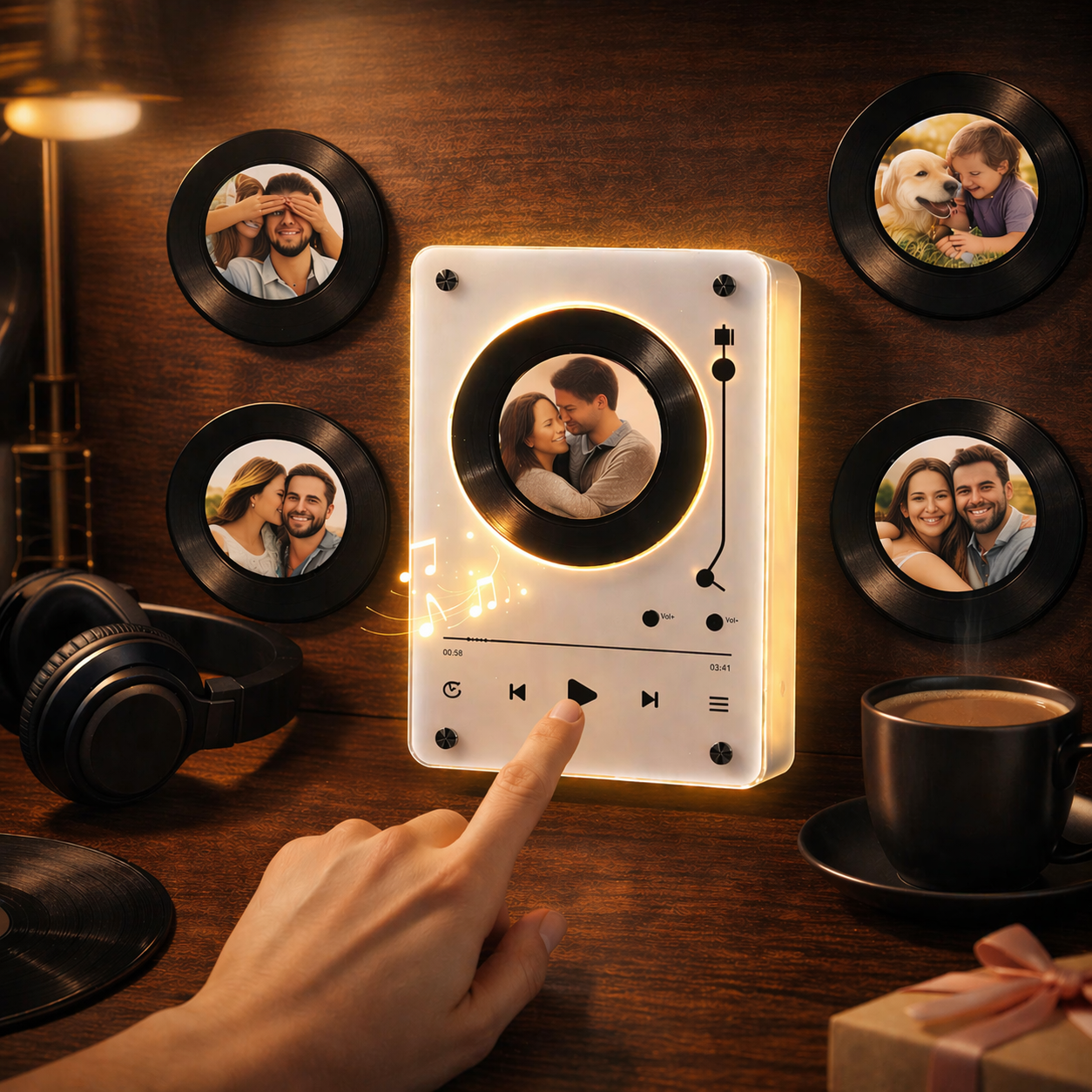 Personalized Vinyl Record Music Fridge Magnet – Custom Photo & Song Playback Magnet, Retro Music Wall Decor Gift for Couples & Family - Fridgebeatsca