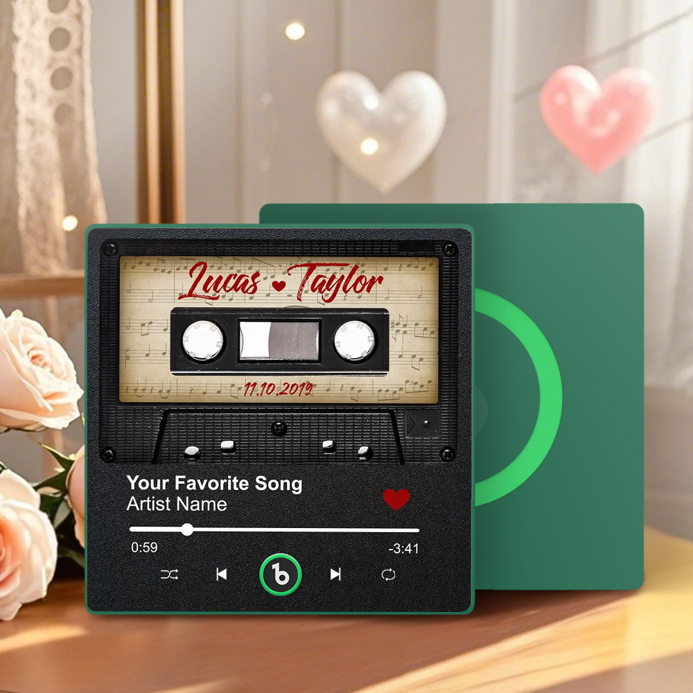 Custom Retro Black Cassette Tape Personalized Music Fridge Magnet Anniversary Gift For Couples - Fridgebeatsca
