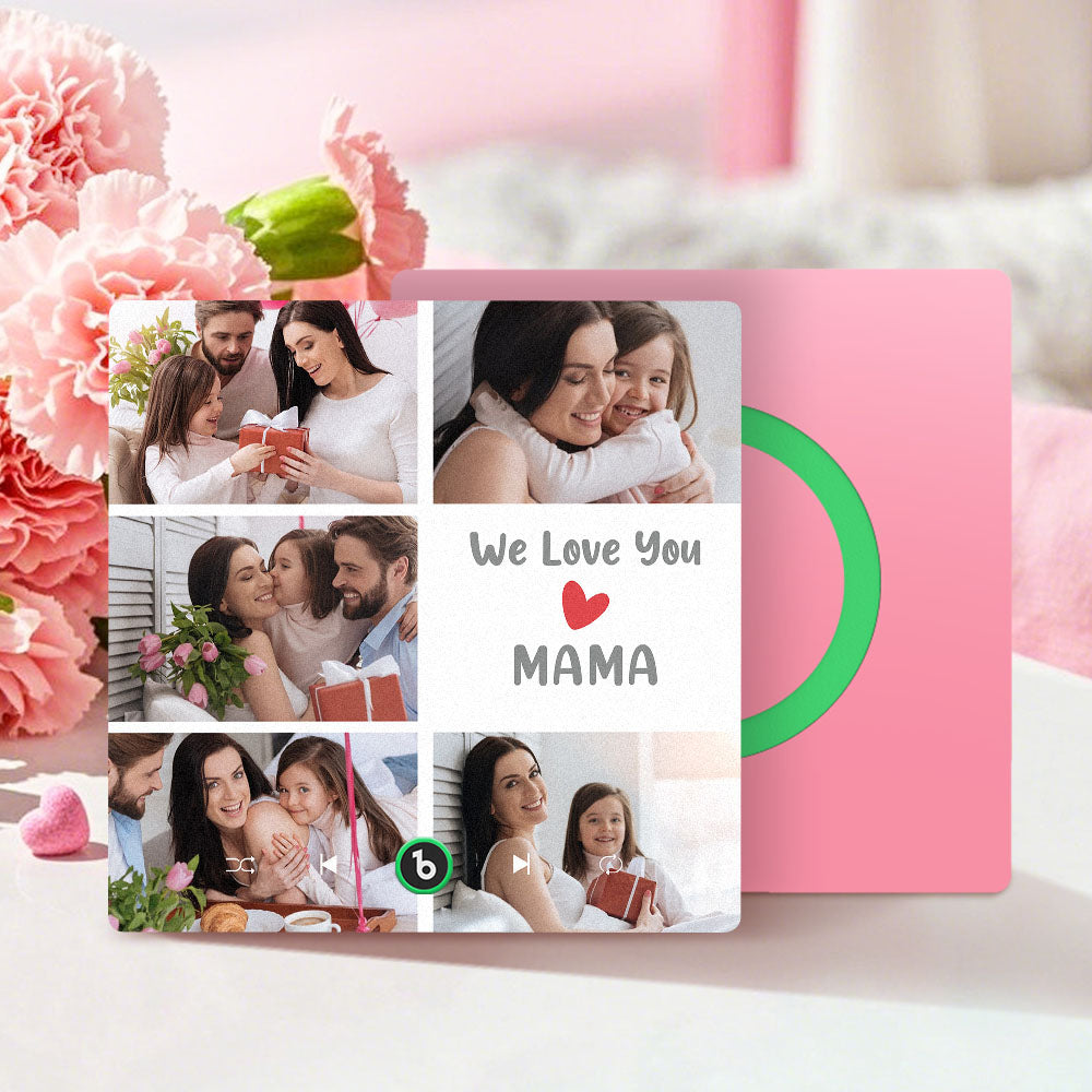 Personalised Music Fridge Magnets That Plays Music with 5 Photos Mother's Day Gifts for Mum We Love You MAMA