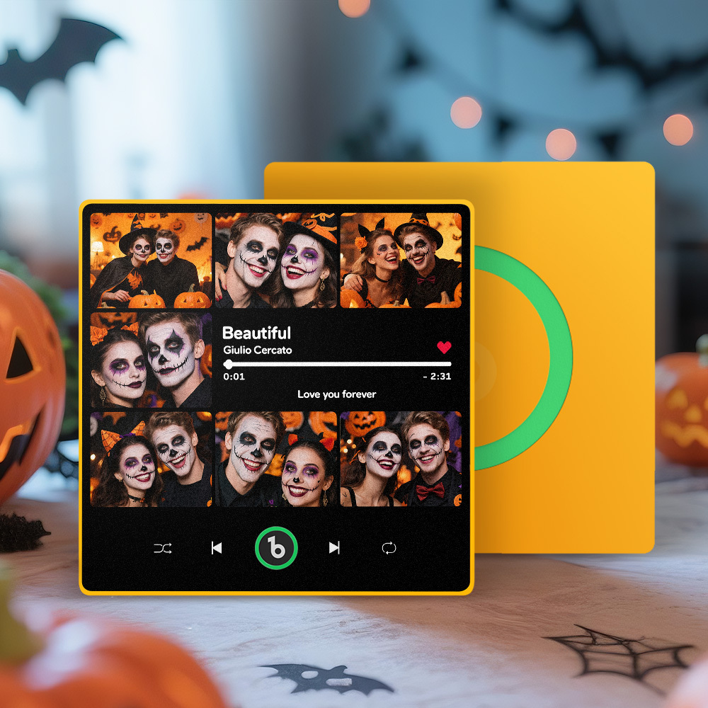 Custom Music & Multi Photo Fridge Magnet Personalized Photo Song Magnet That Can Play Music Halloween Gift for Couple - Fridgebeatsca