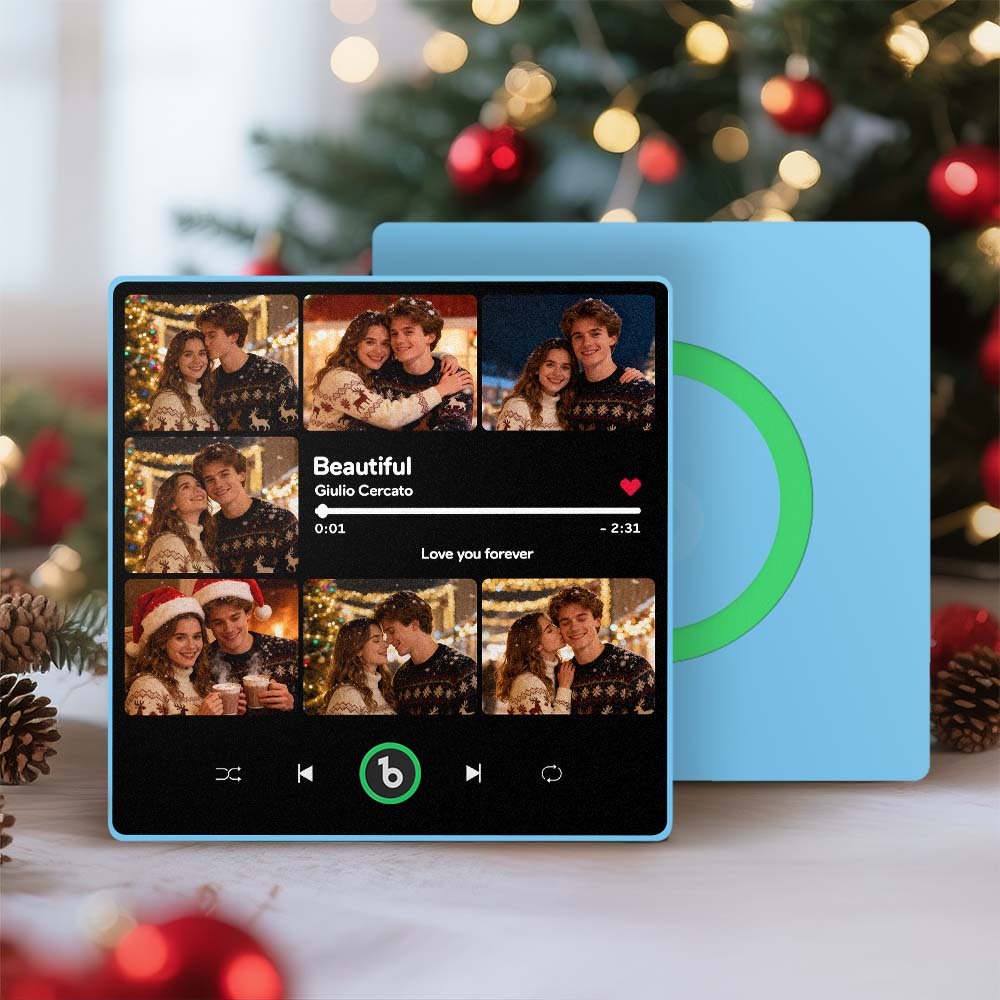 Custom Music & Multi Photo Fridge Magnet Personalized Photo Song Magnet That Can Play Music Christmas Gift for Couple - Fridgebeatsca