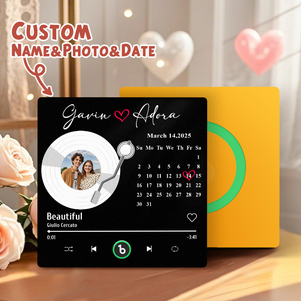Personalized Music Fridge Magnet Colorful Frame The 2026 Global Football Game Album Fridge Magnet Can Play Songs Gift for Couple Can Upload Your Music - Fridgebeatsca
