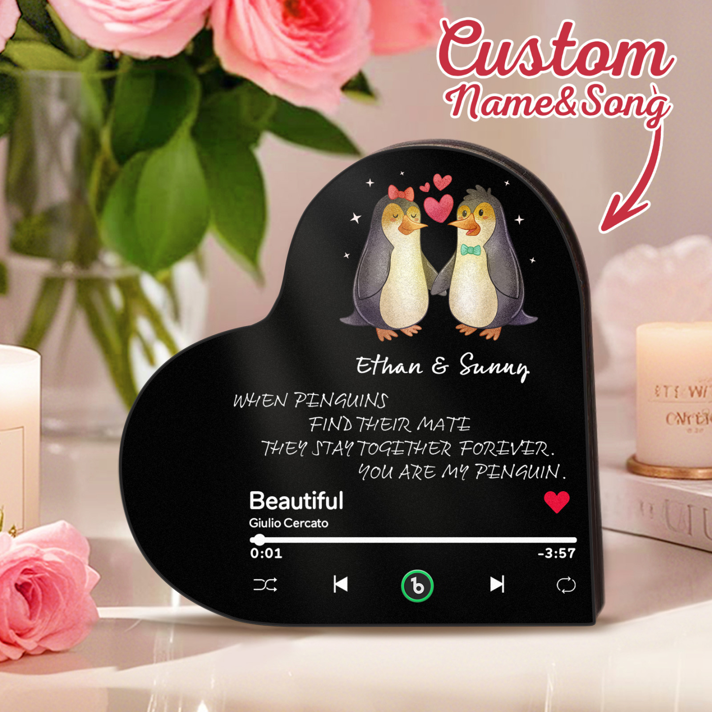 Personalized Heart-Shaped Music Fridge Magnet Forever Love Anniversary Gifts - Fridgebeatsca