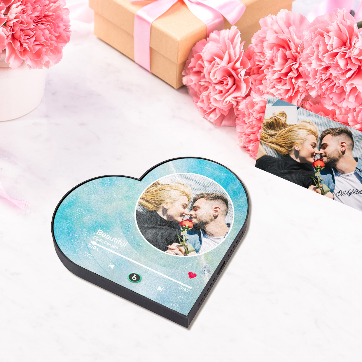Personalized Heart Frame Music Fridge Magnet Anniversary Gift Custom Music Magnets Can Play Songs Gifts for Couples - Fridgebeatsca