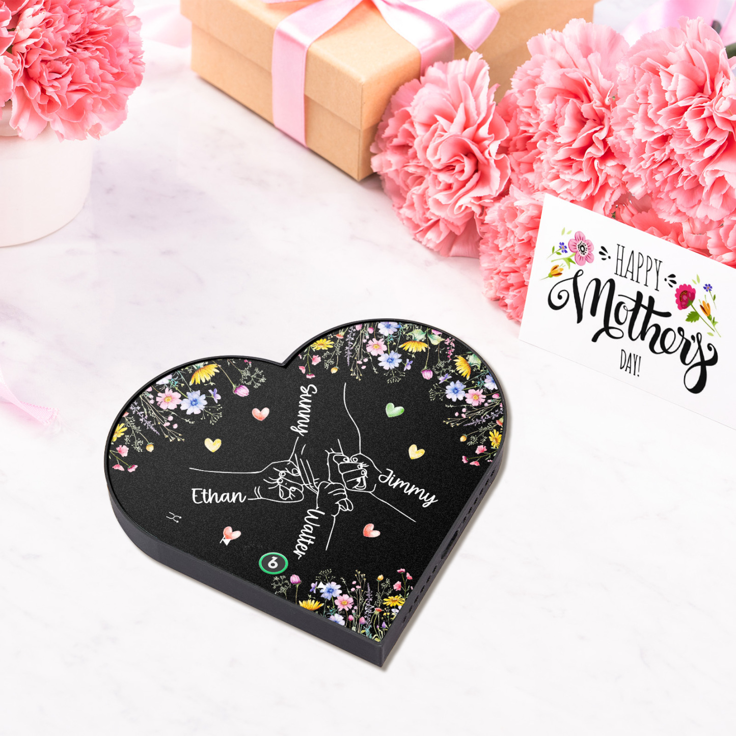 Custom Music Fridge Magnet With Kids Name Mother's Day Gifts Custom Heart Frame Album Fridge Magnet Gift for Mom Grandma - Fridgebeatsca