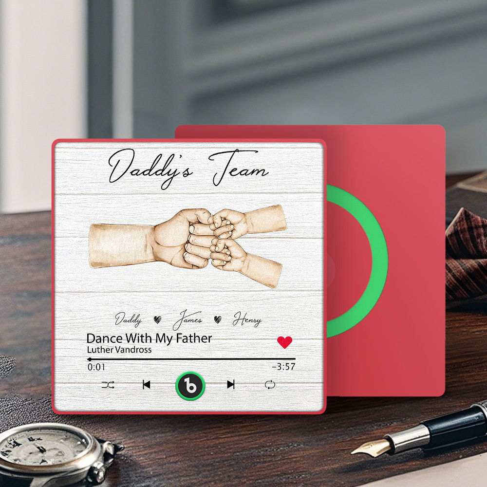 Custom Music Fridge Magnets Personalized Daddy & Kids Together We're A Team Family Song Magnets That Can Play Songs Father's Day Gift for Dad - Fridgebeatsca