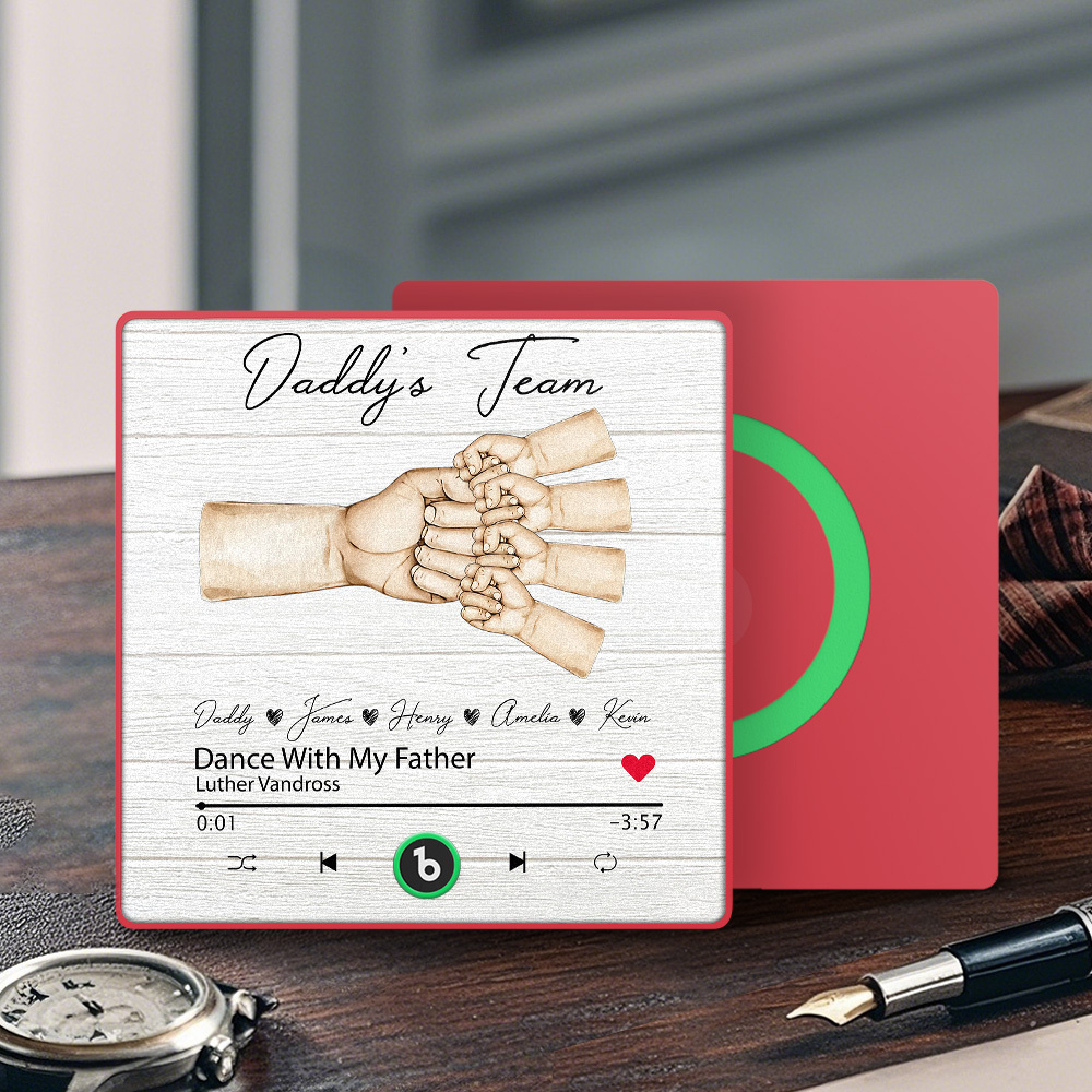 Custom Music Fridge Magnets Personalized Daddy & Kids Together We're A Team Family Song Magnets That Can Play Songs Father's Day Gift for Dad - Fridgebeatsca