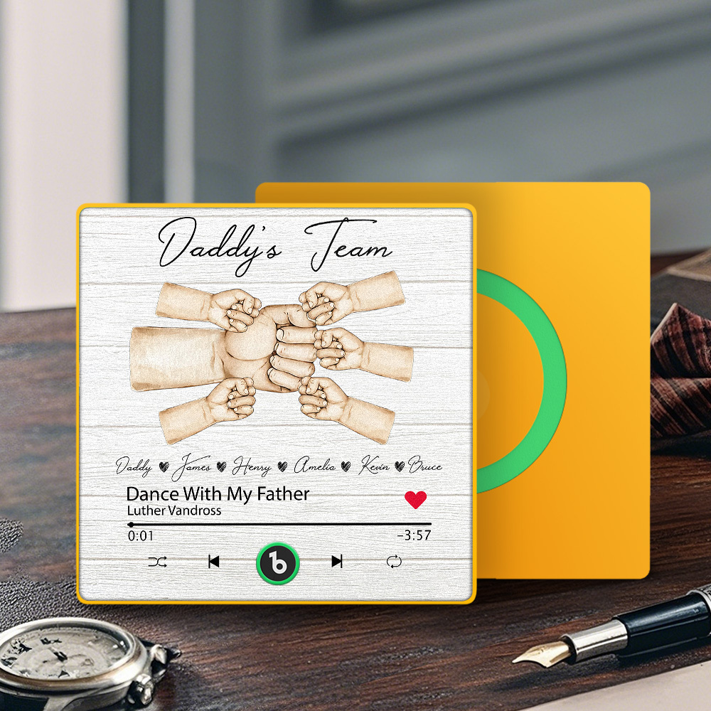 Custom Music Fridge Magnets Personalized Daddy & Kids Together We're A Team Family Song Magnets That Can Play Songs Father's Day Gift for Dad - Fridgebeatsca