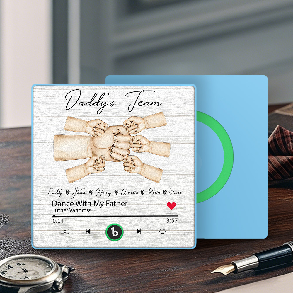 Custom Music Fridge Magnets Personalized Daddy & Kids Together We're A Team Family Song Magnets That Can Play Songs Father's Day Gift for Dad - Fridgebeatsca