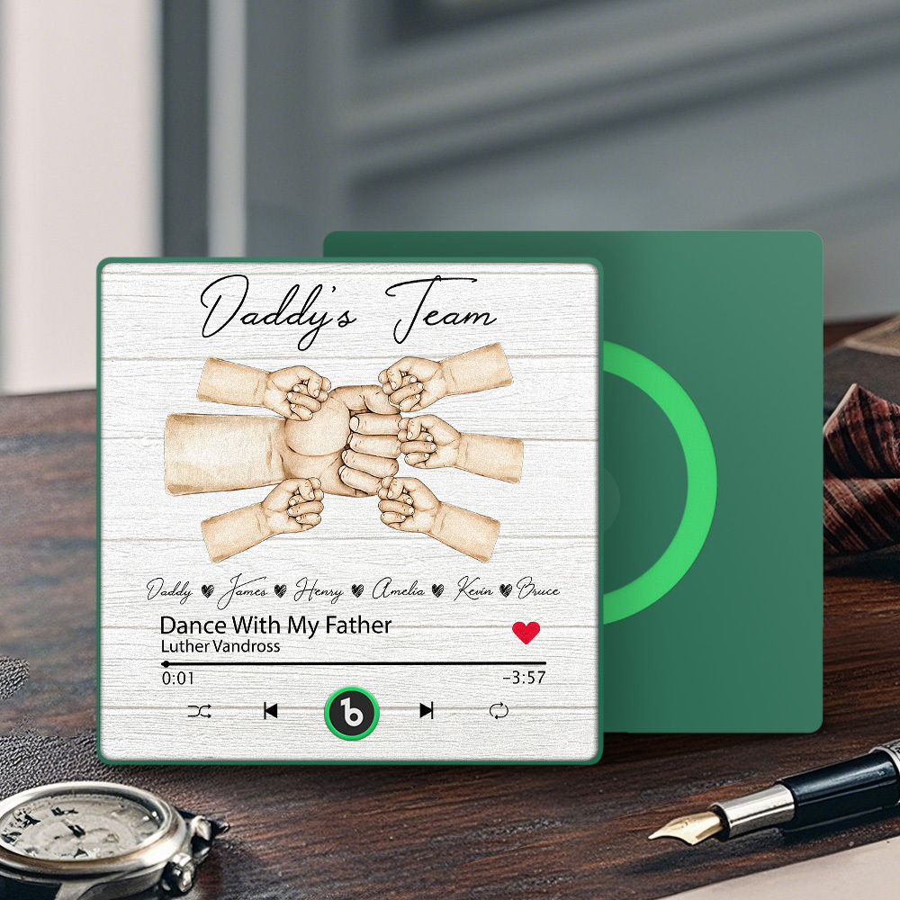 Custom Music Fridge Magnets Personalized Daddy & Kids Together We're A Team Family Song Magnets That Can Play Songs Father's Day Gift for Dad - Fridgebeatsca