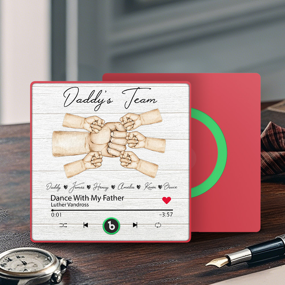 Custom Music Fridge Magnets Personalized Daddy & Kids Together We're A Team Family Song Magnets That Can Play Songs Father's Day Gift for Dad - Fridgebeatsca