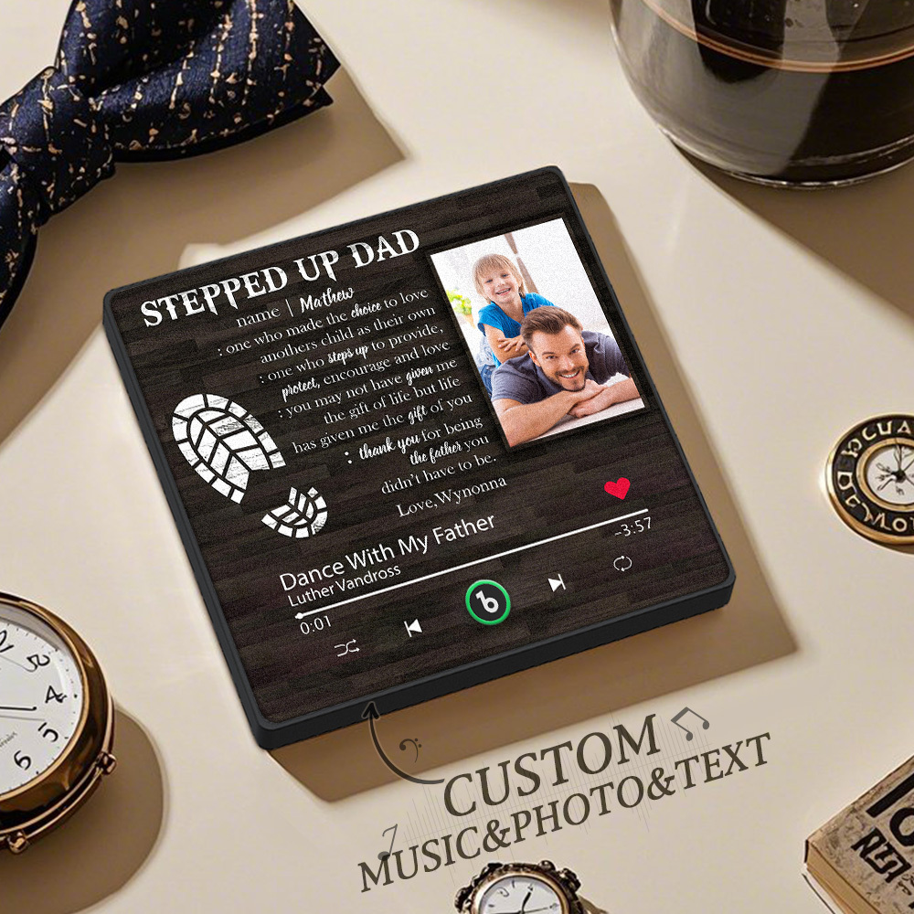 Custom Photo Stepped Up Dad Music Fridge Magnet That Can Play Songs Father's Day Gift for Father - Fridgebeatsca