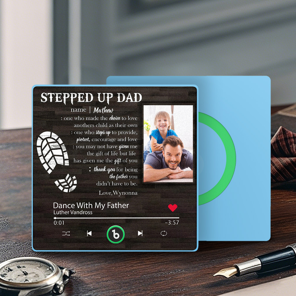 Custom Photo Stepped Up Dad Music Fridge Magnet That Can Play Songs Father's Day Gift for Father - Fridgebeatsca