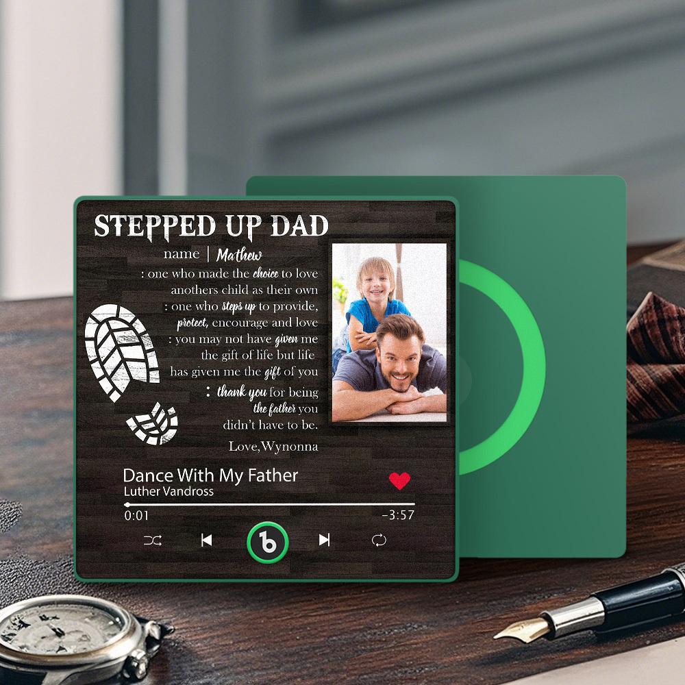 Custom Photo Stepped Up Dad Music Fridge Magnet That Can Play Songs Father's Day Gift for Father - Fridgebeatsca
