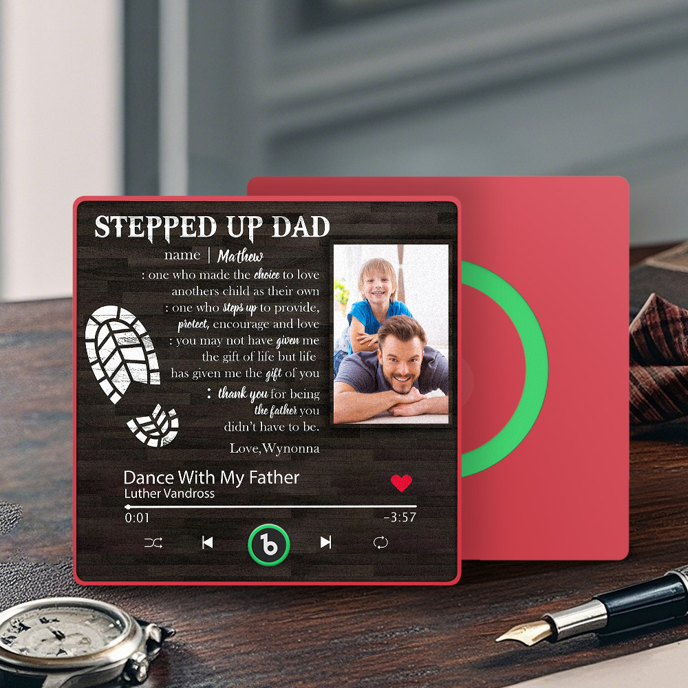 Custom Photo Stepped Up Dad Music Fridge Magnet That Can Play Songs Father's Day Gift for Father - Fridgebeatsca