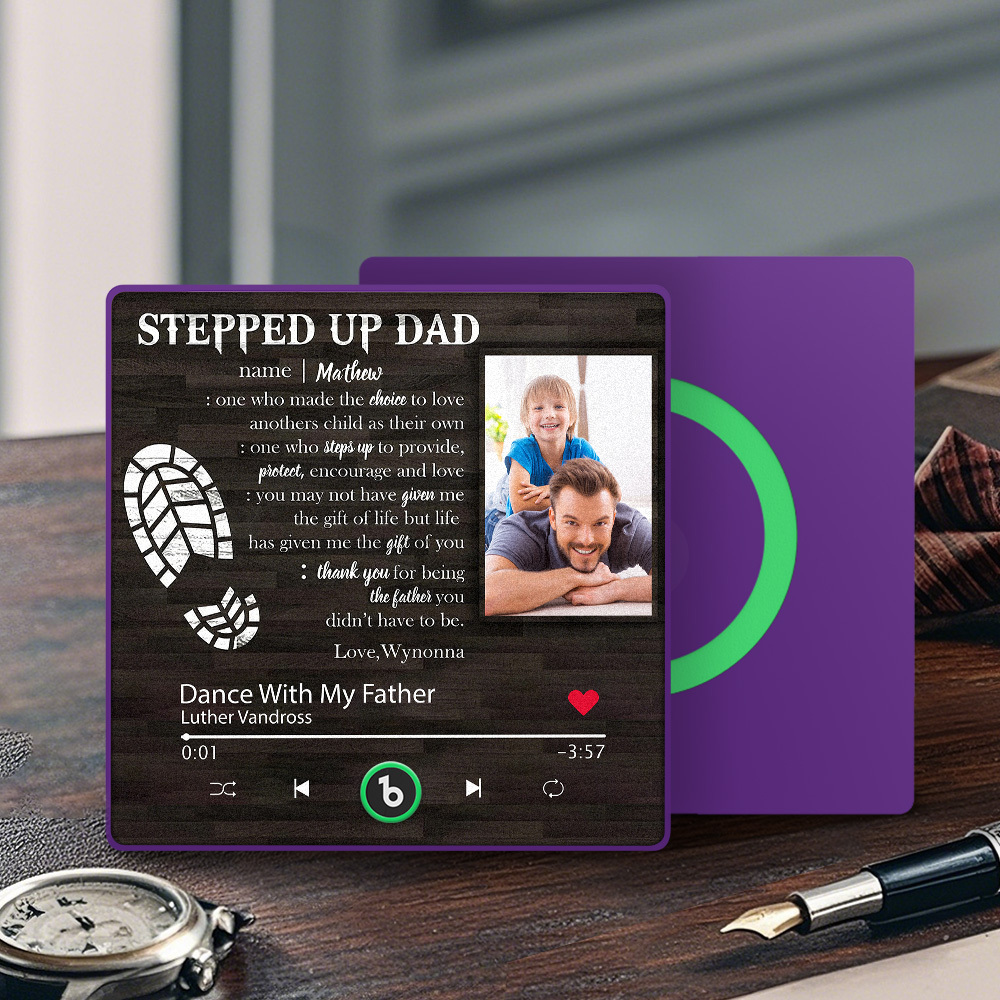 Custom Photo Stepped Up Dad Music Fridge Magnet That Can Play Songs Father's Day Gift for Father - Fridgebeatsca