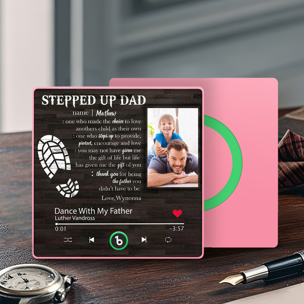 Custom Photo Stepped Up Dad Music Fridge Magnet That Can Play Songs Father's Day Gift for Father - Fridgebeatsca