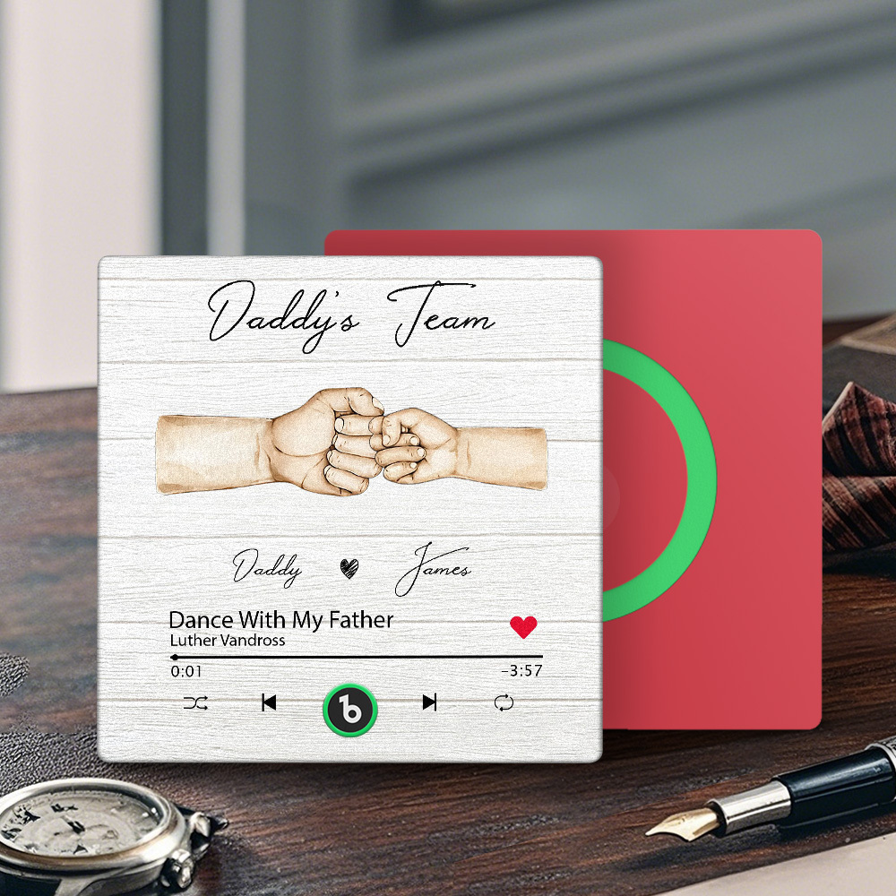 Custom Music Fridge Magnets Personalized Daddy & Kids Together We're A Team Family Song Magnets That Can Play Songs Father's Day Gift for Dad - Fridgebeatsca