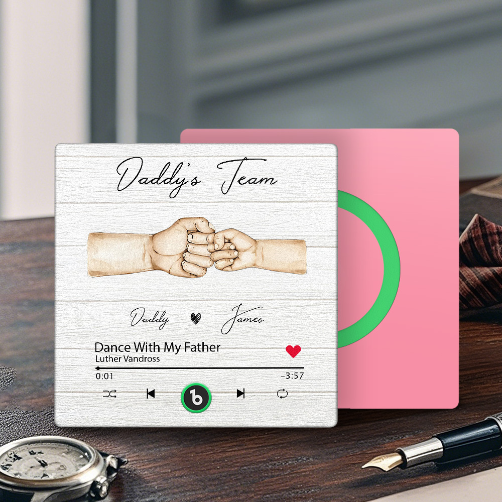 Custom Music Fridge Magnets Personalized Daddy & Kids Together We're A Team Family Song Magnets That Can Play Songs Father's Day Gift for Dad - Fridgebeatsca