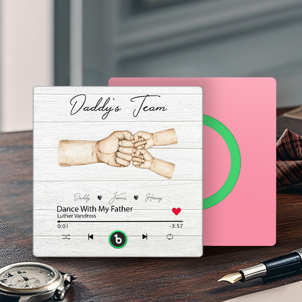 Custom Music Fridge Magnets Personalized Daddy & Kids Together We're A Team Family Song Magnets That Can Play Songs Father's Day Gift for Dad - Fridgebeatsca