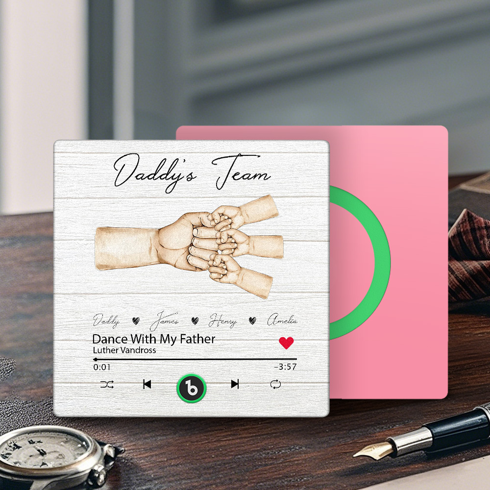 Custom Music Fridge Magnets Personalized Daddy & Kids Together We're A Team Family Song Magnets That Can Play Songs Father's Day Gift for Dad - Fridgebeatsca