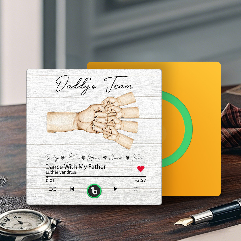 Custom Music Fridge Magnets Personalized Daddy & Kids Together We're A Team Family Song Magnets That Can Play Songs Father's Day Gift for Dad - Fridgebeatsca