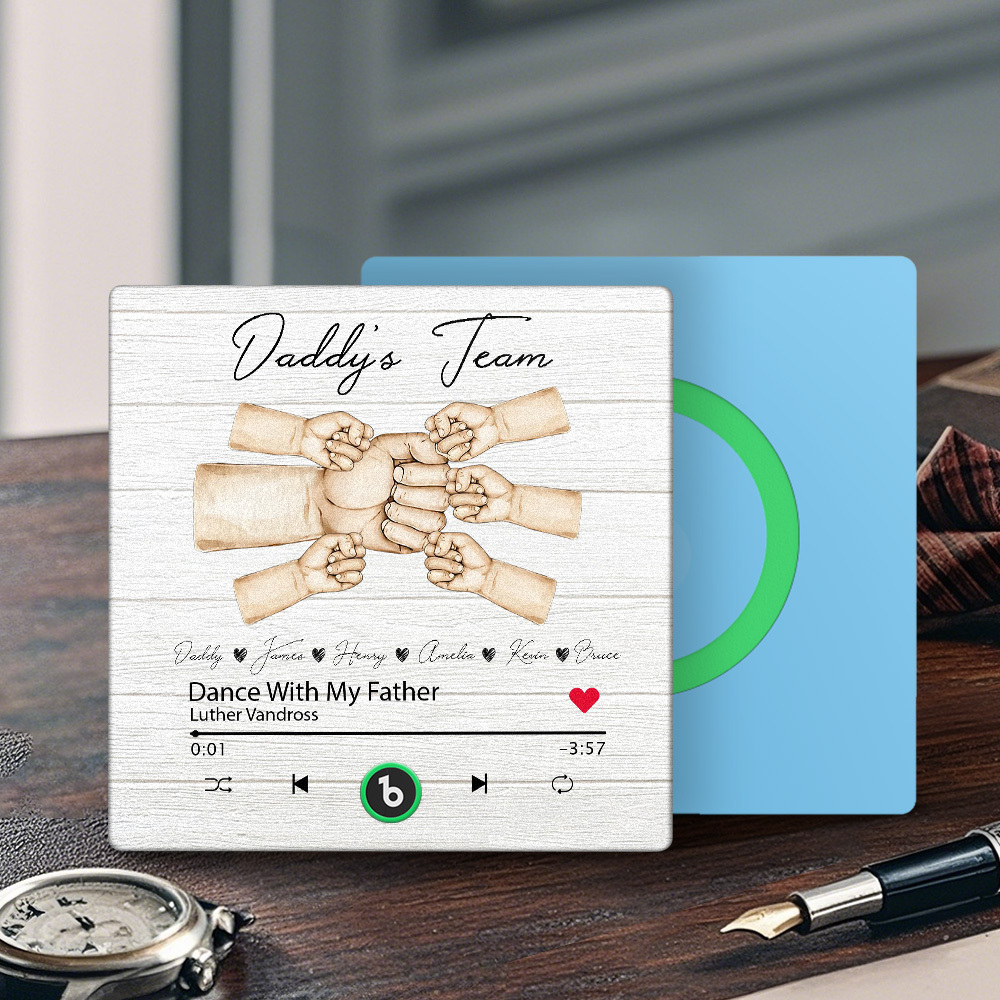 Custom Music Fridge Magnets Personalized Daddy & Kids Together We're A Team Family Song Magnets That Can Play Songs Father's Day Gift for Dad - Fridgebeatsca