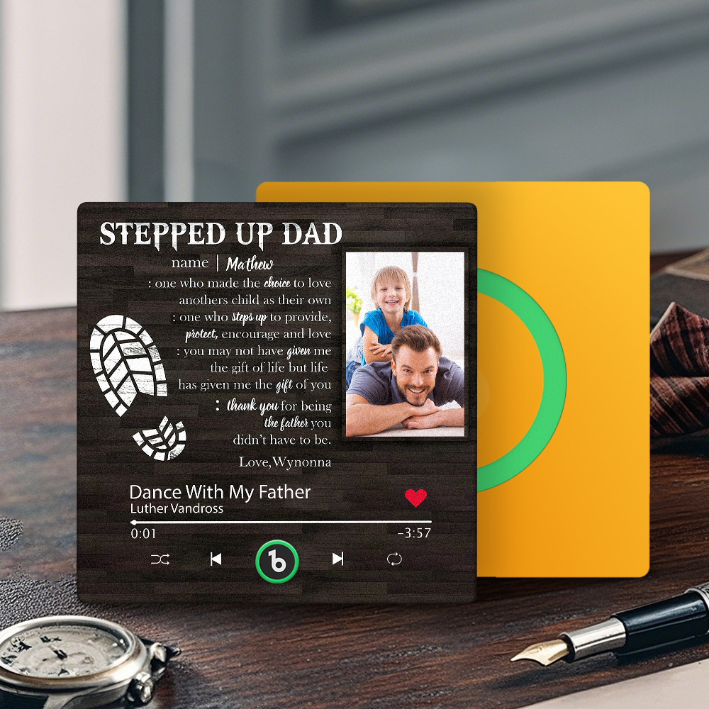 Custom Photo Stepped Up Dad Music Fridge Magnet That Can Play Songs Father's Day Gift for Father - Fridgebeatsca
