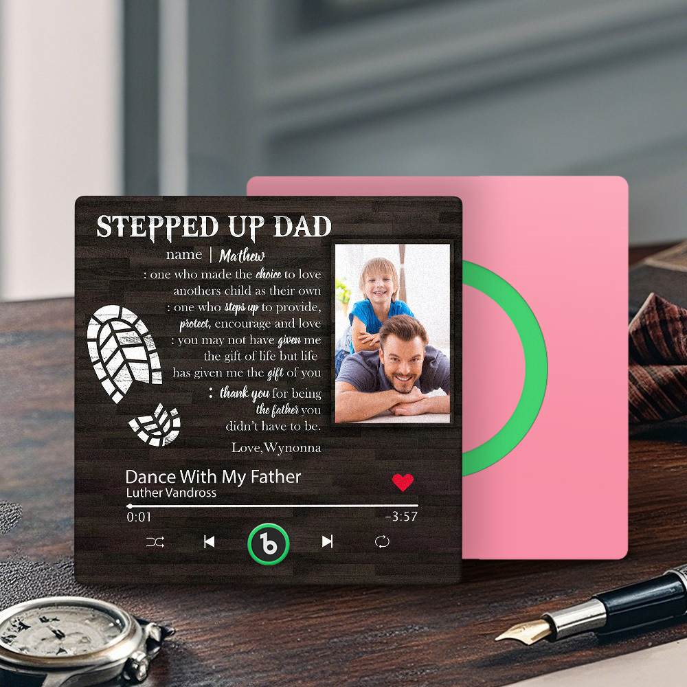 Custom Photo Stepped Up Dad Music Fridge Magnet That Can Play Songs Father's Day Gift for Father - Fridgebeatsca