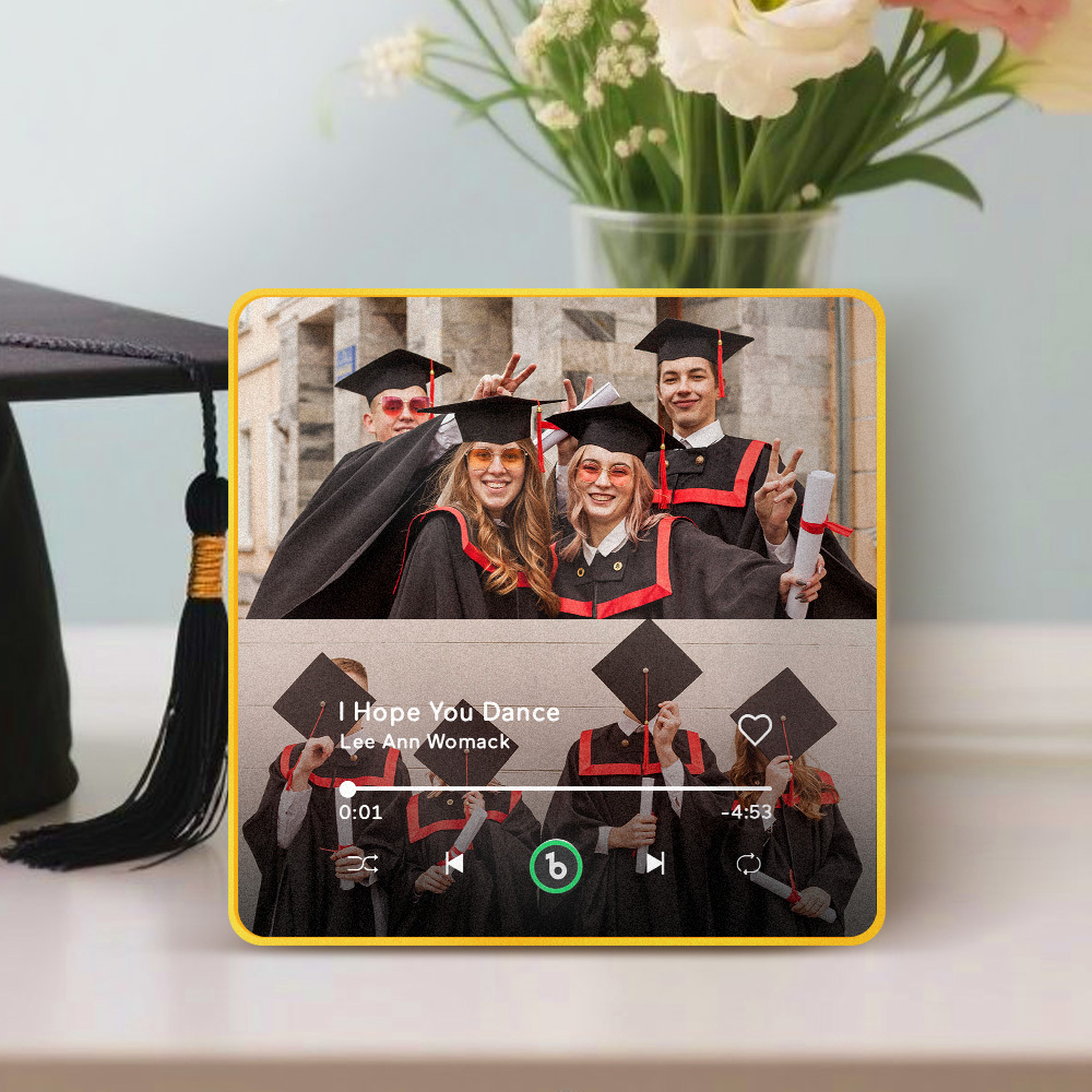 Custom Music & Photo Fridge Magnet Supports Bluetooth Connectivity Personalized 2 Photo Graduation Gift for Graduate Singing Refrigerator Magnet for Best Friend - Fridgebeatsca