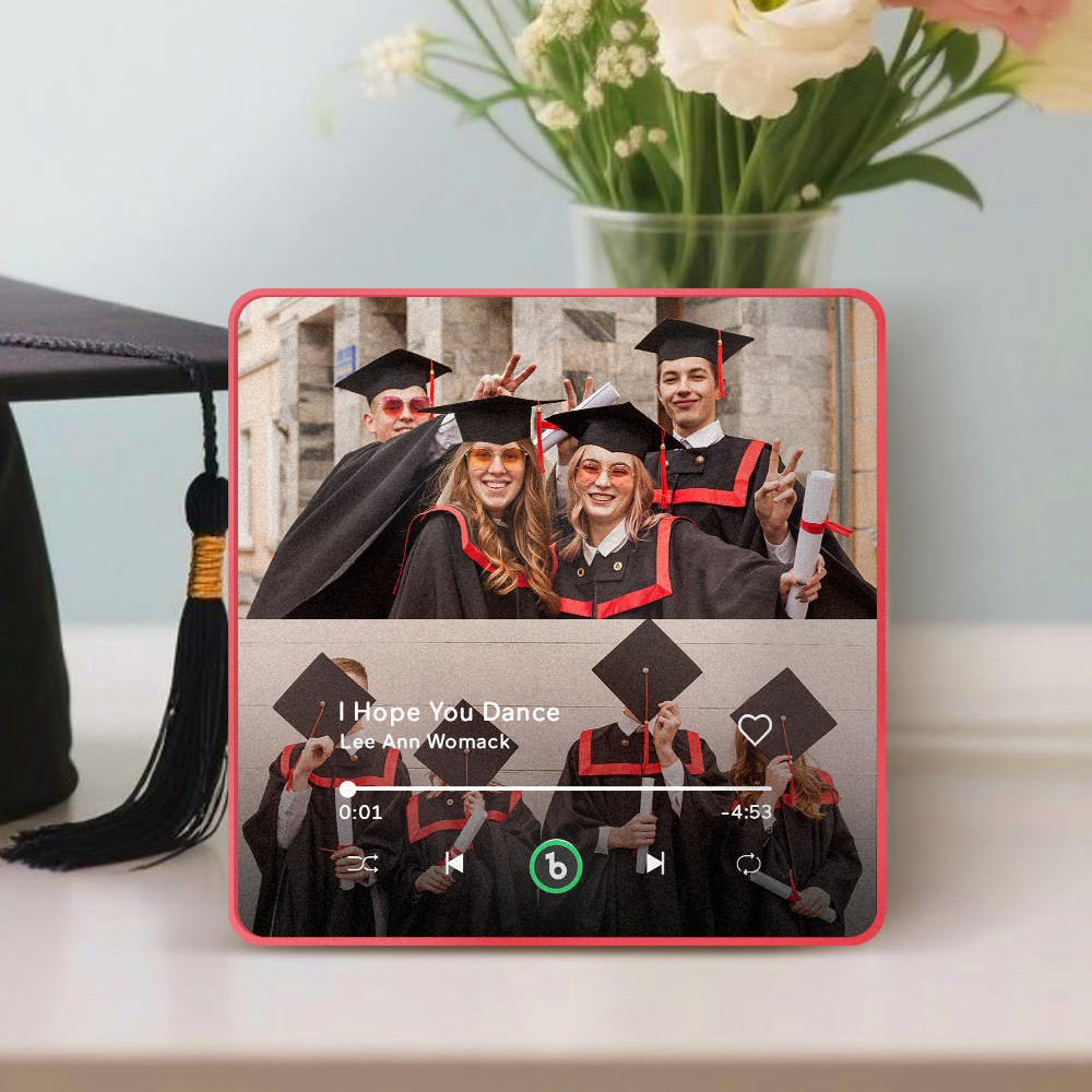 Custom Music & Photo Fridge Magnet Supports Bluetooth Connectivity Personalized 2 Photo Graduation Gift for Graduate Singing Refrigerator Magnet for Best Friend - Fridgebeatsca