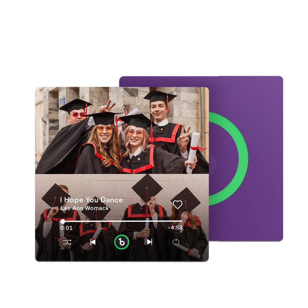 Custom Music & Photo Fridge Magnet Supports Bluetooth Connectivity Personalized 2 Photo Graduation Gift for Graduate Singing Refrigerator Magnet for Best Friend - Fridgebeatsca
