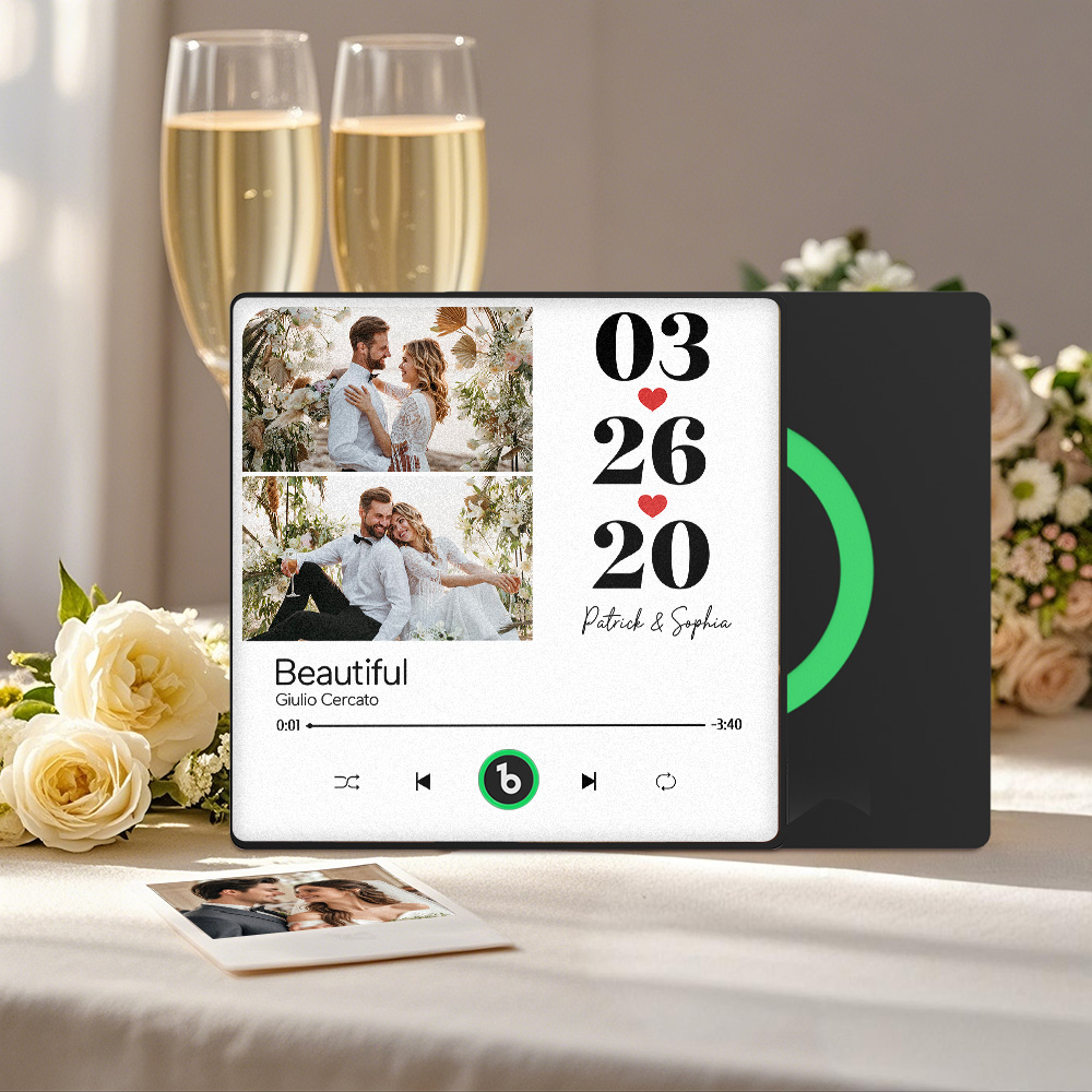 Custom Music Fridge Magnet Personalized 2 Photos Song Magnet That Can Play Songs Wedding Gifts Anniversary Gifts for Couple