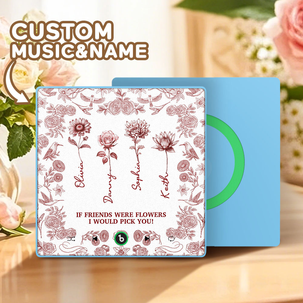 Toile De Jouy Birth Flower Grow An Old Friend Personalized Music Fridge Magnet That Can Play Song Without Cellphone Gift for Grandma for Mama - Fridgebeatsca