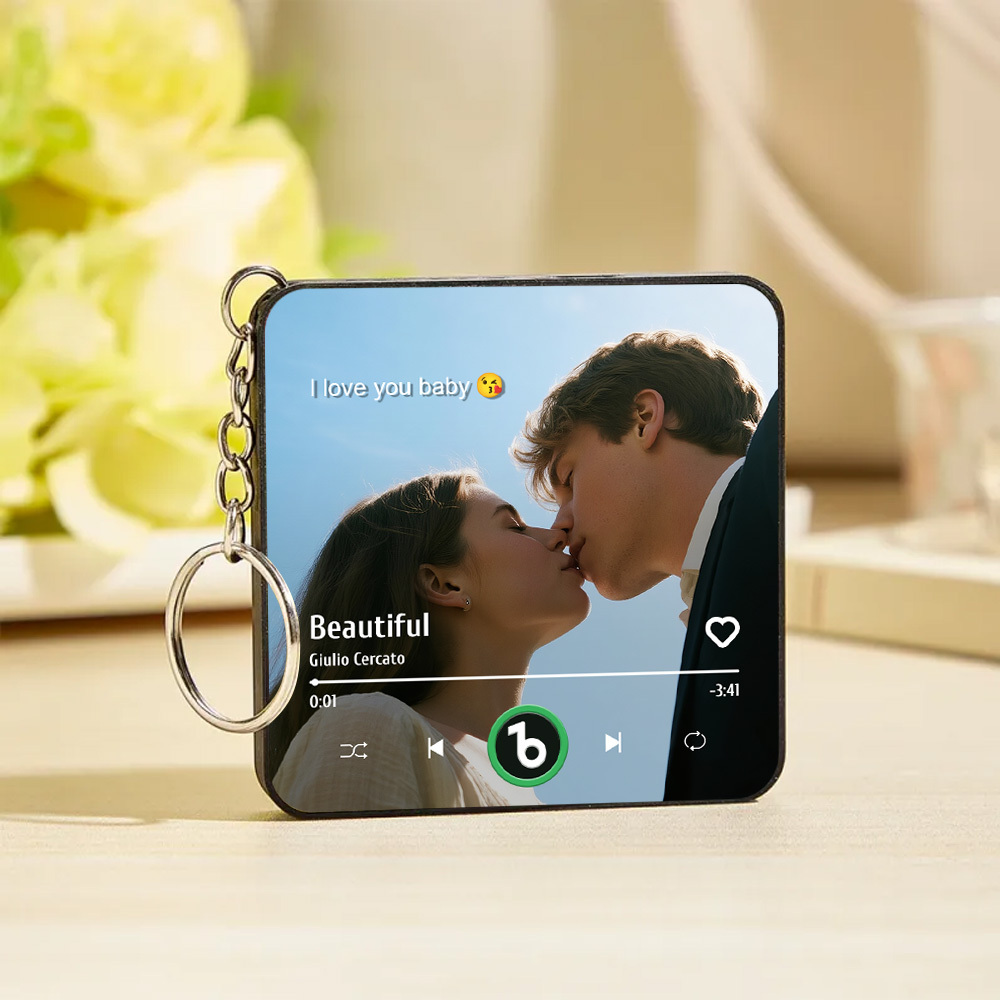 Custom Music Gift Mini Fridge Magnet Keychain Custom Photo Music Box Play Song Mother's Day Gift For Her Photo Music Magnet Keychain - Fridgebeatsca