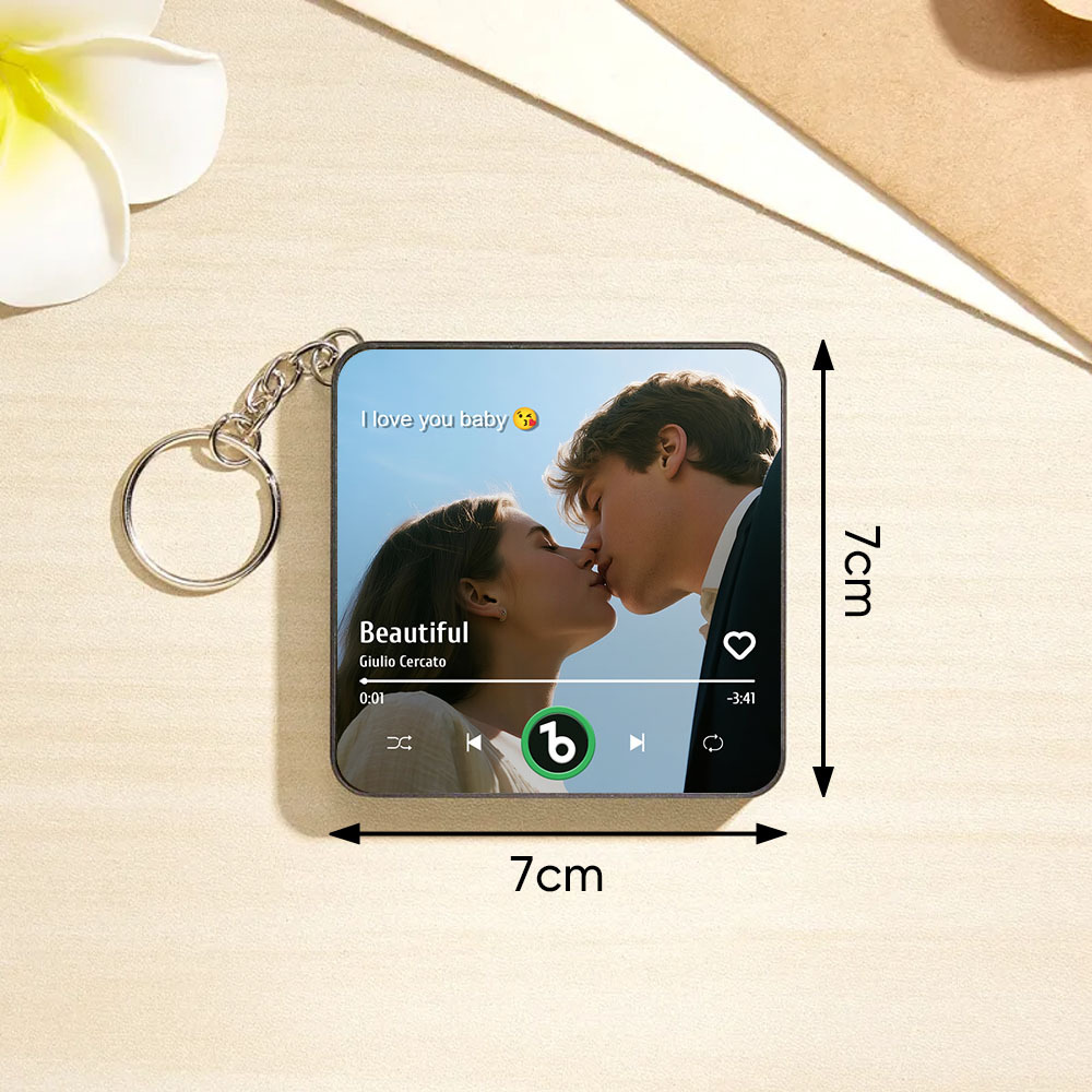 Custom Music Gift Mini Fridge Magnet Keychain Custom Photo Music Box Play Song Mother's Day Gift For Her Photo Music Magnet Keychain - Fridgebeatsca