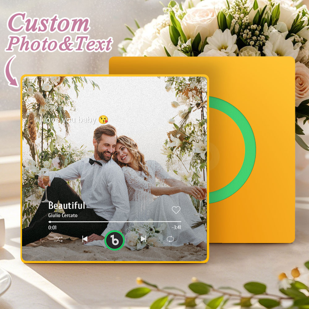 Custom Music Gift Fridge Magnet Custom Photo Music Box Music Box Play Song Photo Music Magnet Wedding Gifts - Fridgebeatsca