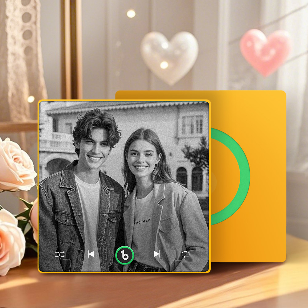 Custom Music Personalized Black & White Photo Fridge Magnet Supports Bluetooth Connectivity Custom Music Fridge Magnet Couple Gift Singing Refrigerator Magnet Wedding Gift for Him - Fridgebeatsca