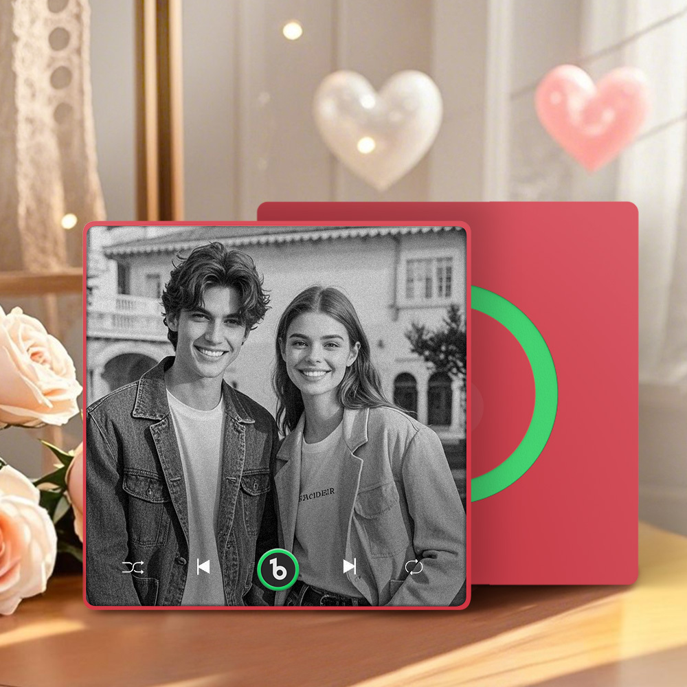 Custom Music Personalized Black & White Photo Fridge Magnet Supports Bluetooth Connectivity Custom Music Fridge Magnet Couple Gift Singing Refrigerator Magnet Wedding Gift for Him - Fridgebeatsca
