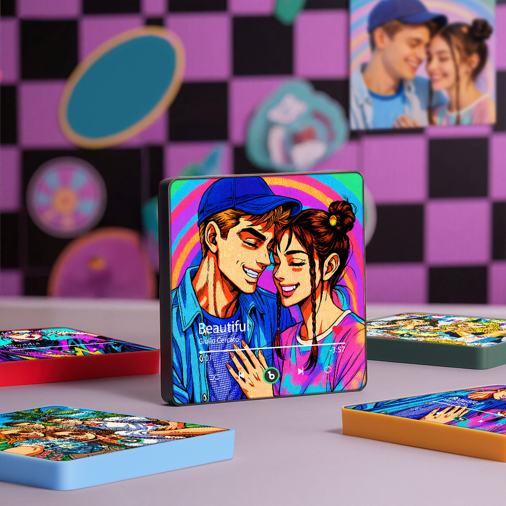 Custom Anime-style Music Fridge Magnet and Photo with Colorful Frame Music Wall Photo Sticker Music Movement That Can Be Played - Fridgebeatsca