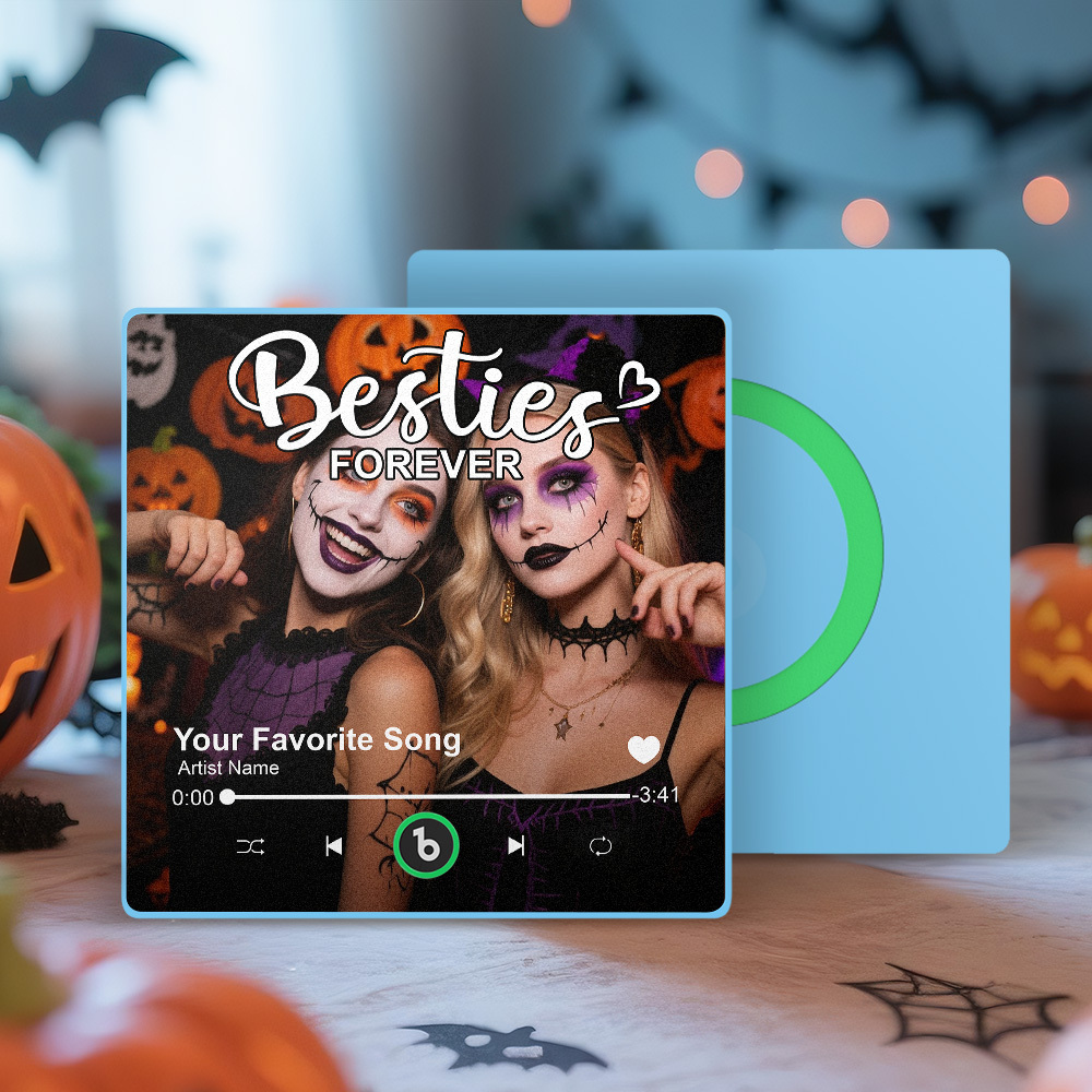 Personalized Music Fridge Magnet Custom Besties Forever Song Magnet Heartfelt Halloween Gift For Best Friends - Fridgebeatsca