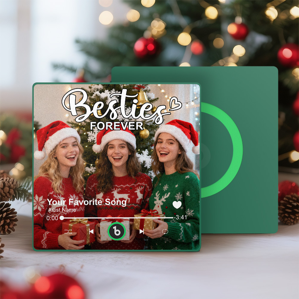 Personalized Music Fridge Magnet Custom Besties Forever Song Magnet Heartfelt Christmas Gift For Best Friends - Fridgebeatsca