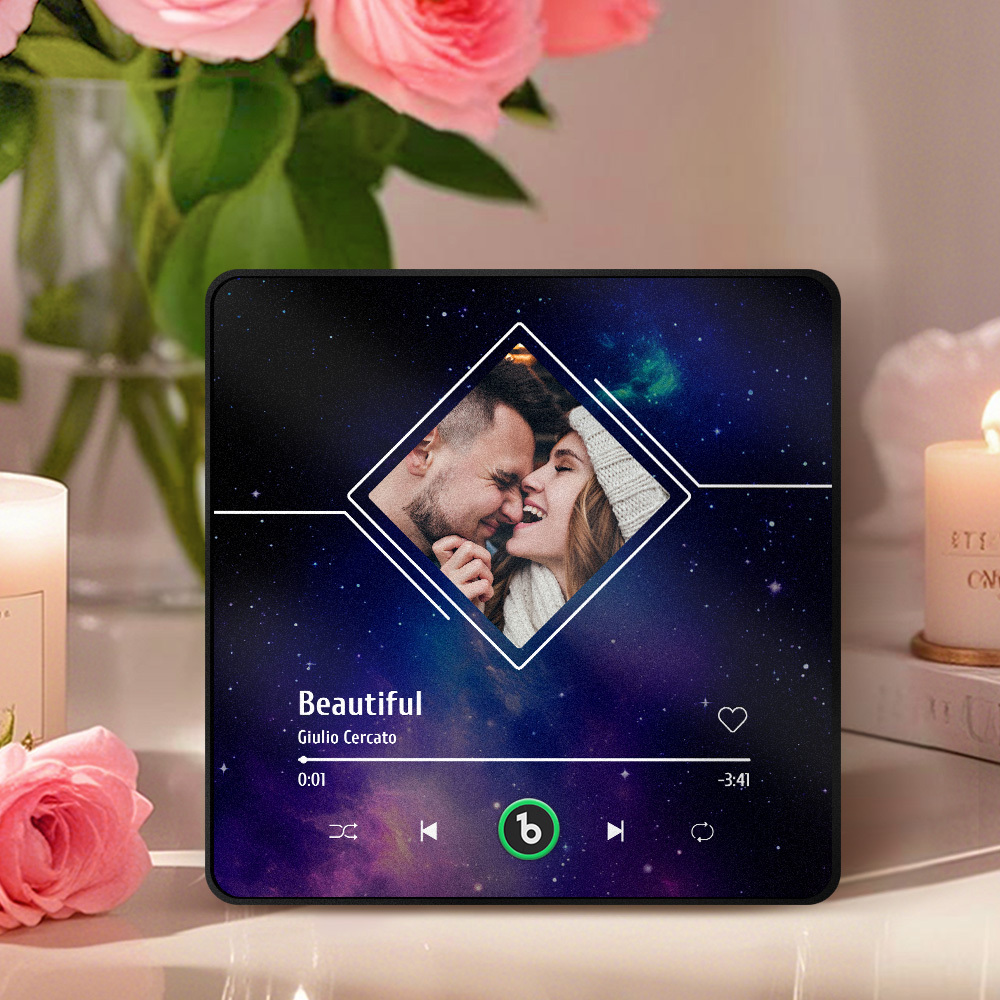 Customized Music Fridge Magnets Starry Sky Music Fridge Magnets Plaque Fridge Magnets Customizable Photos And Music Gift for Couple - Fridgebeatsca