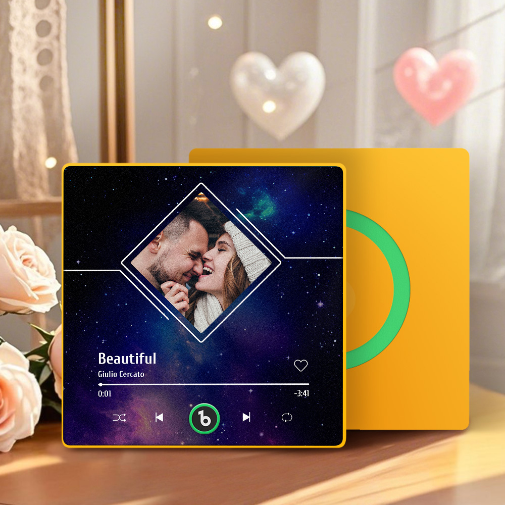 Customized Music Fridge Magnets Starry Sky Music Fridge Magnets Plaque Fridge Magnets Customizable Photos And Music Gift for Couple - Fridgebeatsca