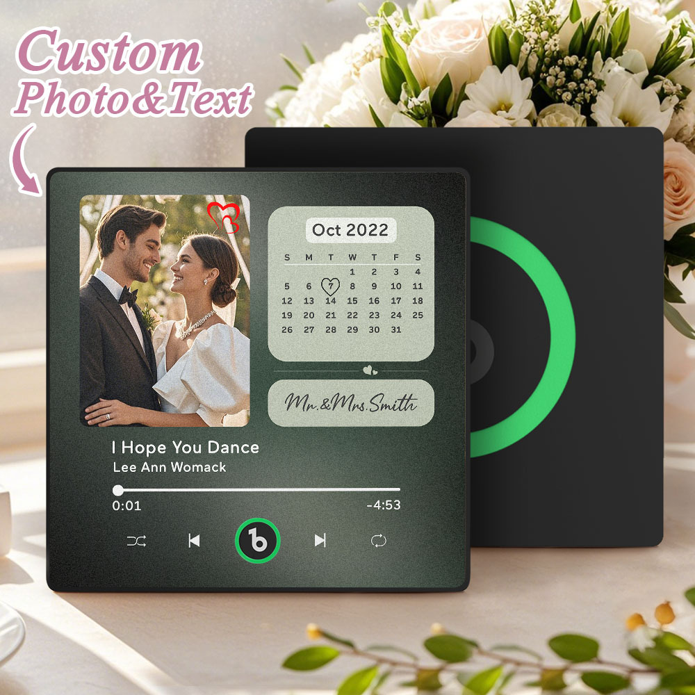 Custom Music Fridge Magnet Personalized Photo Calendar Fridge Magnet With Music That Can Play Song Calendar Gifts Wedding Gifts for Couple