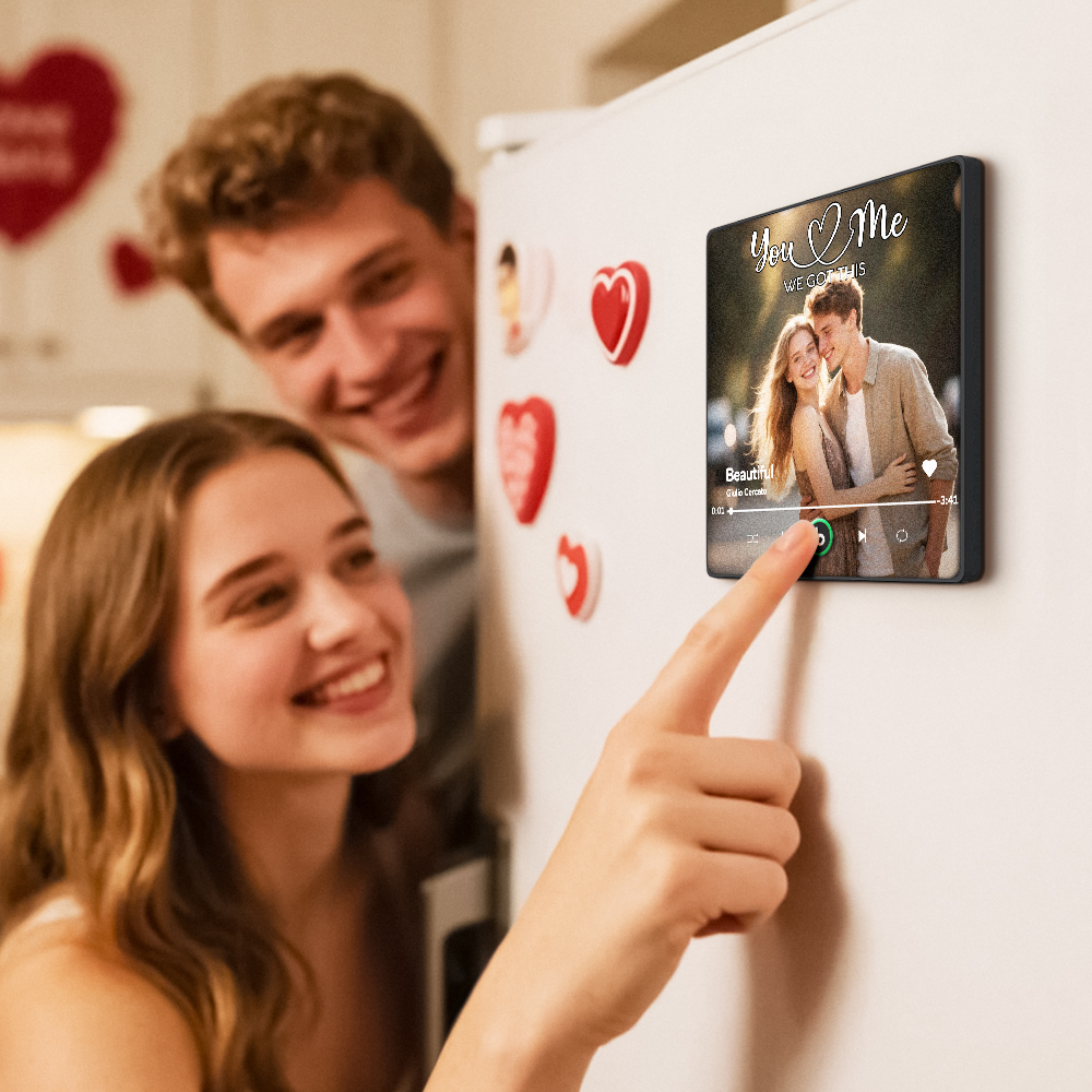 Personalized Music Fridge Magnet Couple Together Upload Photo Song Magnet Gifts for Couple - Fridgebeatsca