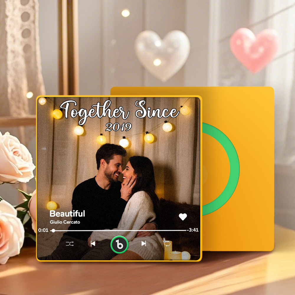 Personalized Music Fridge Magnet Couple Together Upload Photo Song Magnet Gifts for Couple - Fridgebeatsca