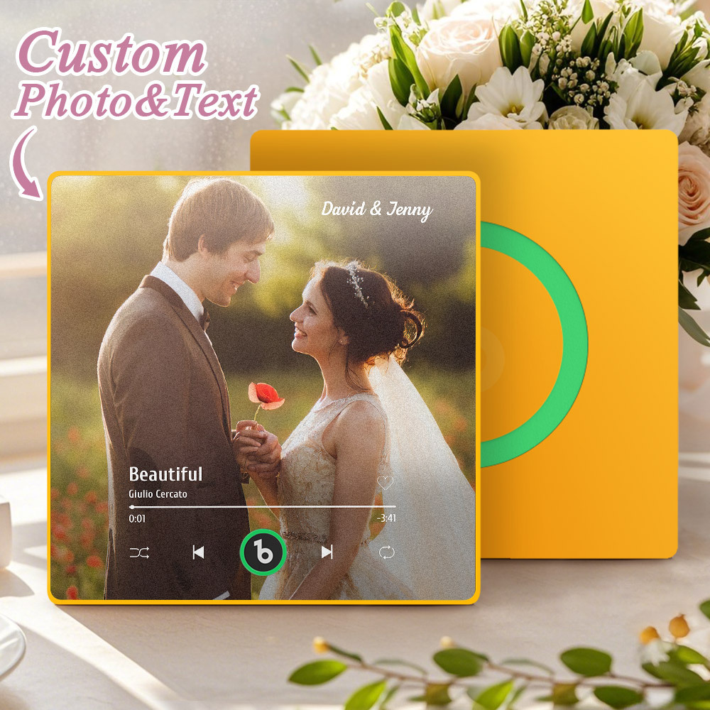 Custom Music Fridge Magnet Custom Colorful Frame Album Fridge Magnet Music Wall Photo Sticker Song Magnets That Can Play Music Wedding Gifts - Fridgebeatsca