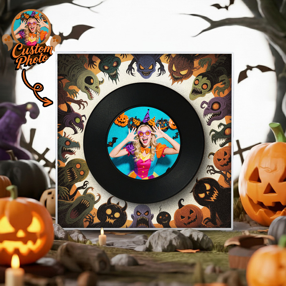 Personalized Halloween Music Fridge Magnet Custom Music & Photo Fridge Magnet Vintage Photo Song That Can Play Music Halloween Gifts for Her - Fridgebeatsca