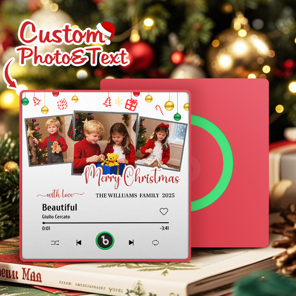 Custom Music Fridge Magnet Colorful Frame Photo and Text Fridge Magnet Gift for Christmas - Fridgebeatsca